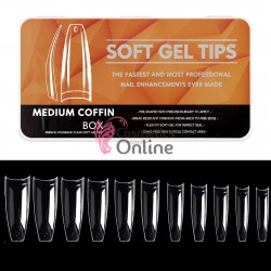 Tipsuri Soft Gel Tips Full Cover 600 bucati Transparente Cod TPS103FF Oval medii mate
